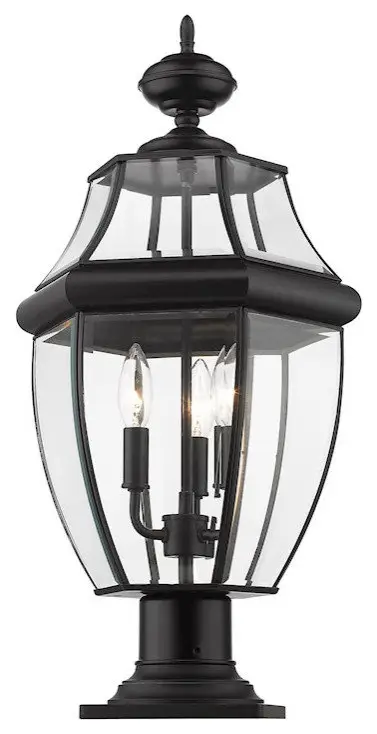 Z-Lite Westover 3-Light 22" Outdoor Pier Mount, Black/Beveled, 580PHB-533PM-BK