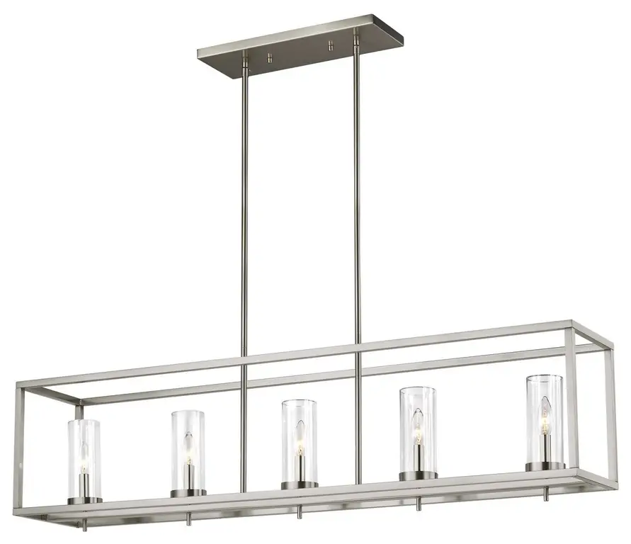 Zire Five Light Island Pendant in Brushed Nickel